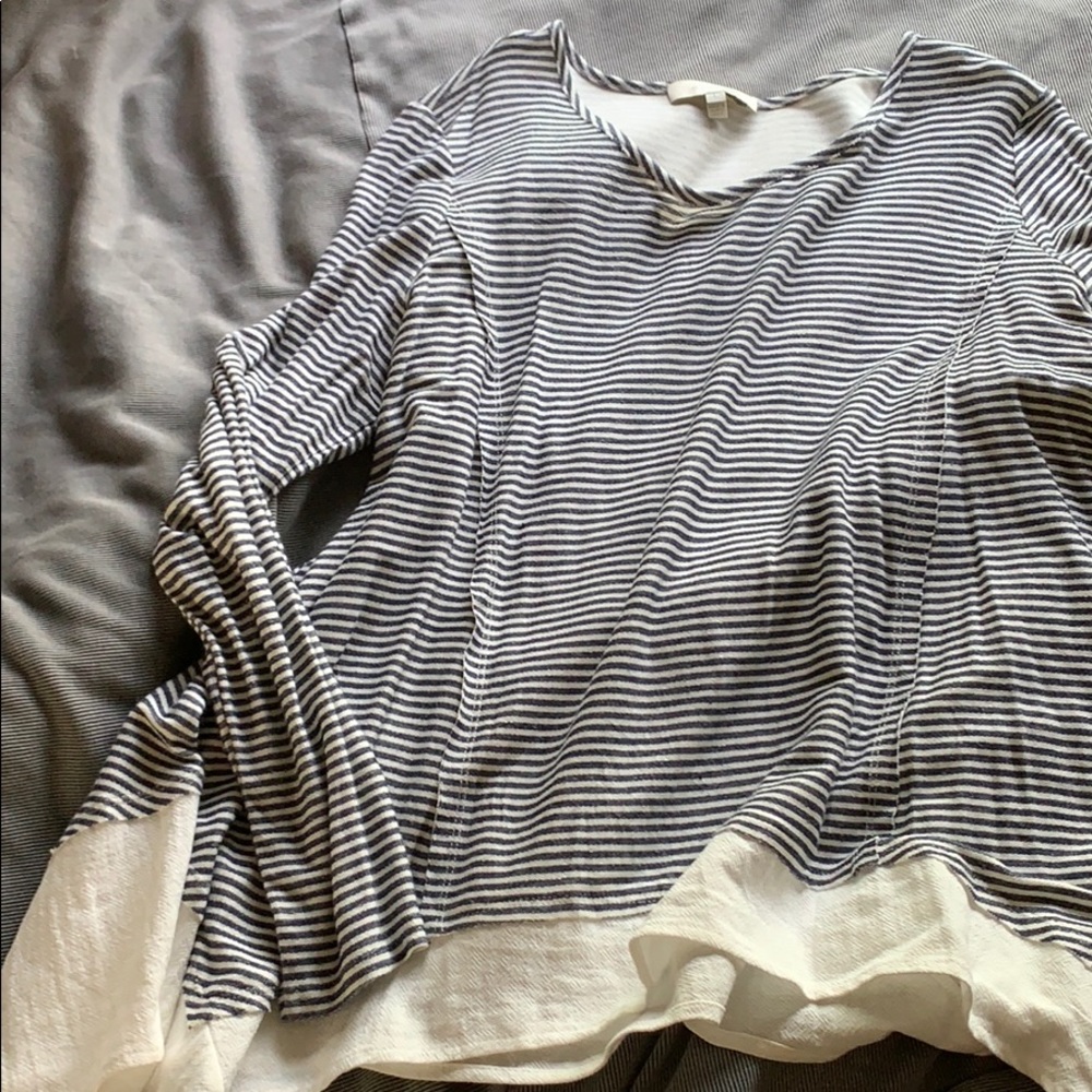 NWOT Striped blouse with linen trim